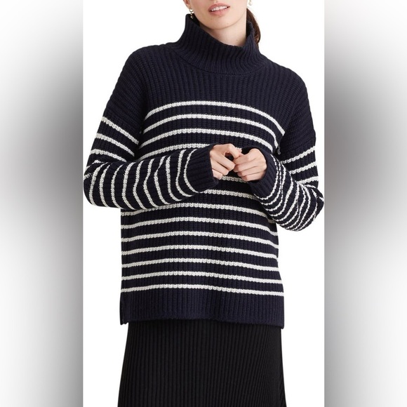 Alex Mill Sweaters - Alex Mill Seattle Stripe Mock Neck Merino Wool/Cashmere Sweater 
Size XXL